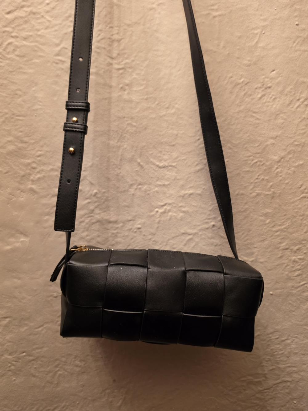 Giveaway Black Woven Leather Crossbody Bag